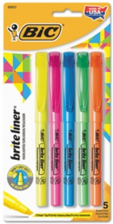 Brite Liner Highlighter, Assorted Ink Colors, Chisel Tip, Assorted Barrel Colors, 5/Set